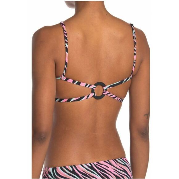 NWT Bikini Lab Pink Black Zebra Stripe Bikini Set $80 - Picture 2 of 4